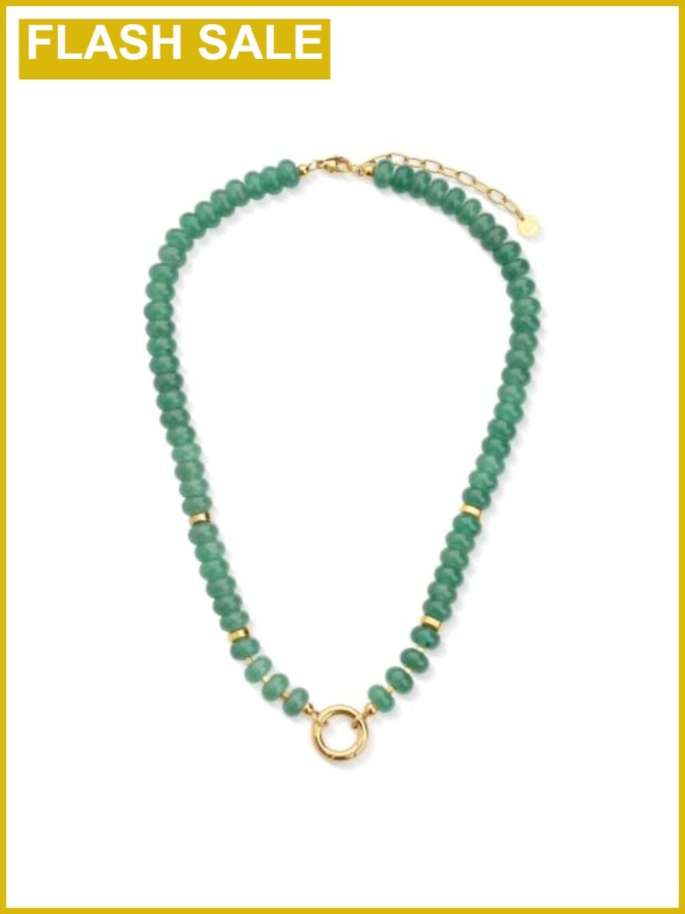 Natural Green Aventurine Beaded Necklace 16+2 Lobster Clasp